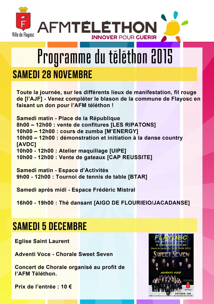 Programme téléthon 2015