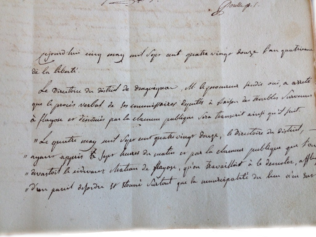 Procès verbal du directoire du district de draguignan page1(4 mai 1792)